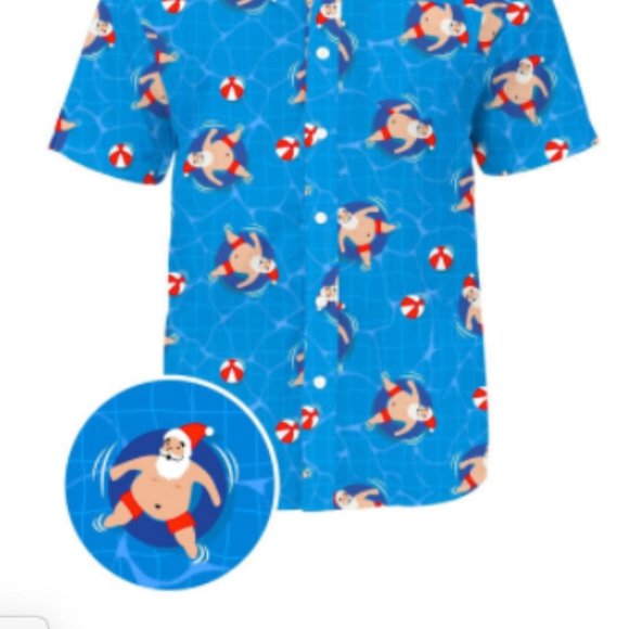 Tipsy Elves NEW Men's Pool Boy Santa Christmas Hawaiian Shirt L - Picture 2 of 5